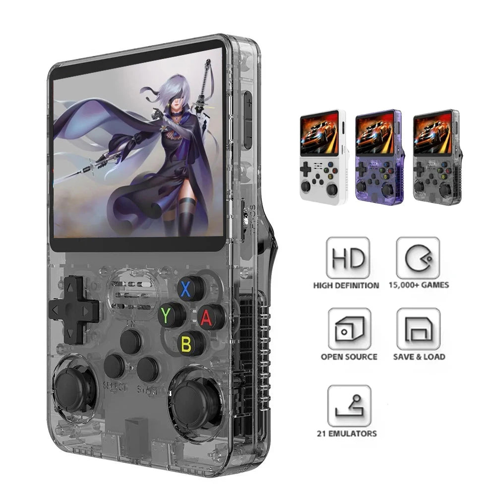 R36S PORTABLE POCKET HANHELD RETRO VIDEO GAME CONSOLE - 3.5 INCH 64GB